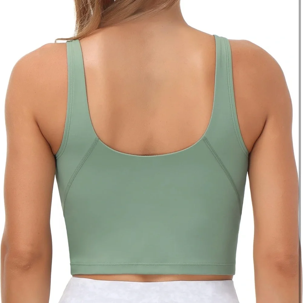 TGP Longline Wirefree Padded Sports Bra with Medium Support in Jasmine Green - Picture 4 of 9
